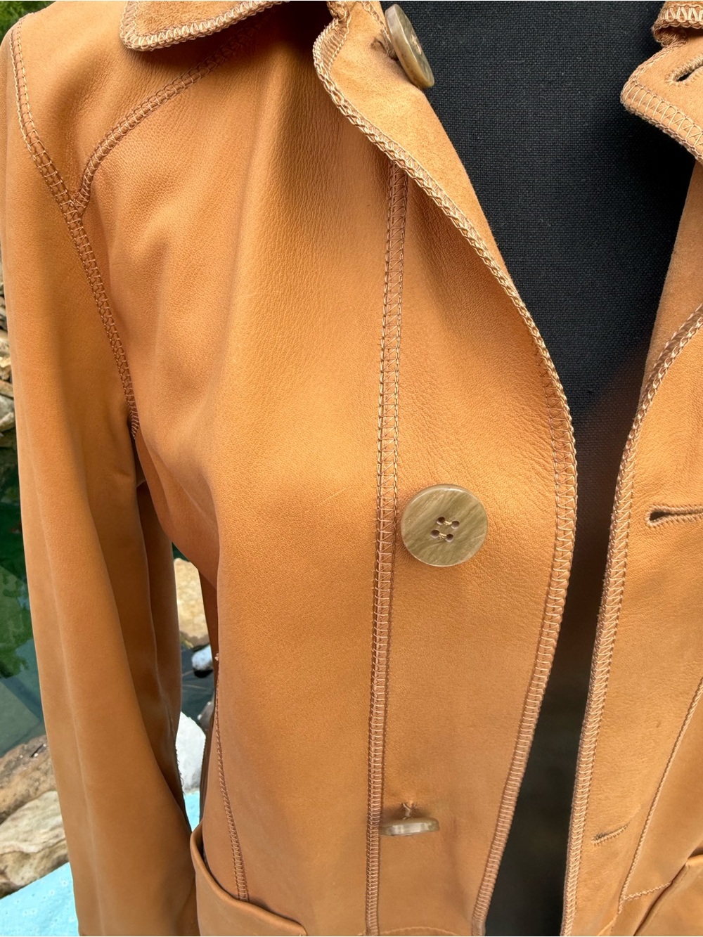 Women’s Tan reversible. Leather and Suede Button-Front Jacket - Picture 9 of 11